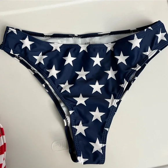 3pc American Flag Star Stripes Push Up Bikini Set with Sarong - Picture 7 of 14